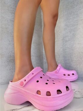 Pink Rubber Chunky Comfy Platforms for Women